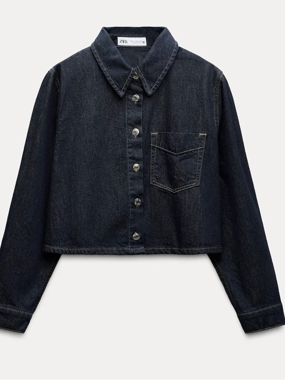 ZARA Dark Indigo Cropped Jean Jacket